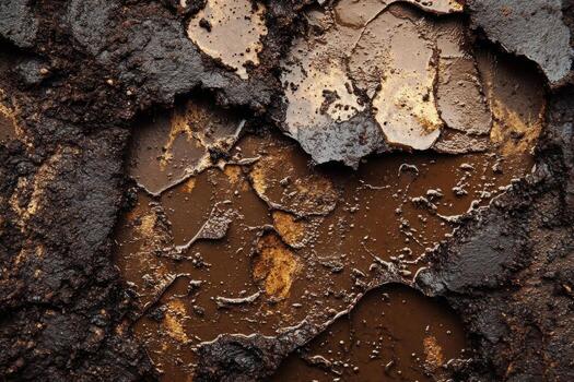 A close up of a dirty tree with brown paint photo