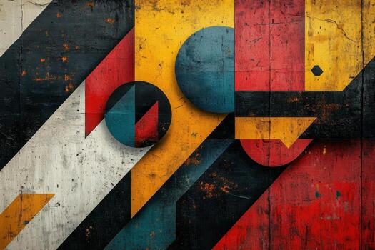 Abstract art with colorful shapes and lines photo