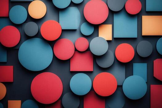 Colorful 3d abstract background with circles and squares photo