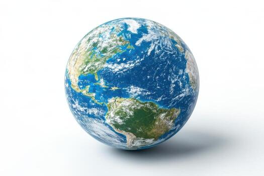 The earth is shown in a white background photo
