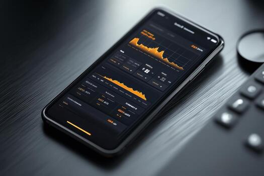 A smartphone with an app displaying the stock market photo