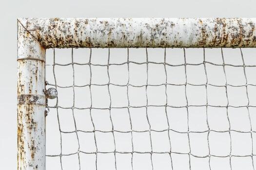 An old rusty net is seen in the background photo