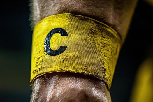 A yellow wristband with a c on it photo