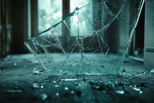roto vaso en el piso de un abandonado habitación foto