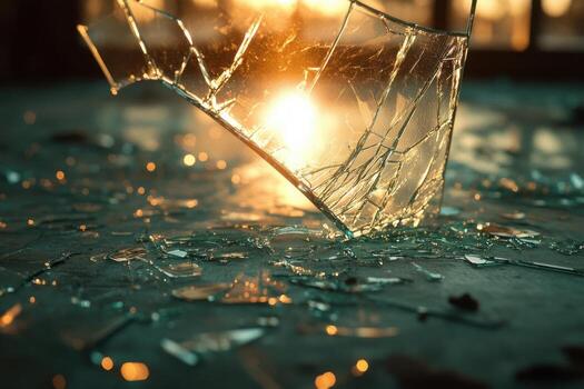 roto vaso en el piso con el Dom brillante mediante foto