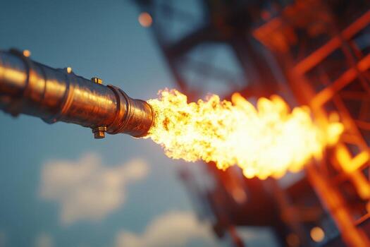 A close up of a gas pipe with flames coming out photo
