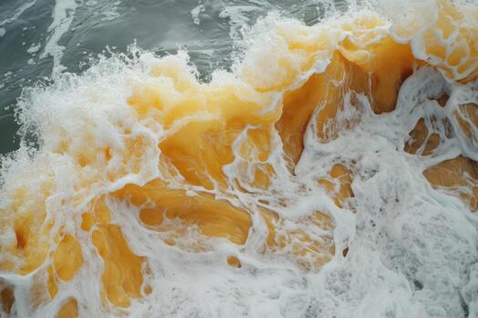 A close up of a wave with orange water photo