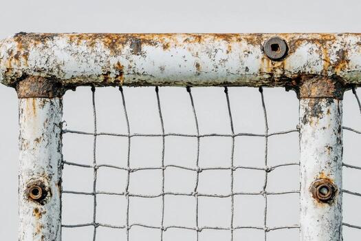 A close up of a rusty metal fence photo