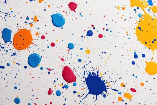 Colorful paint splatters on a white surface photo