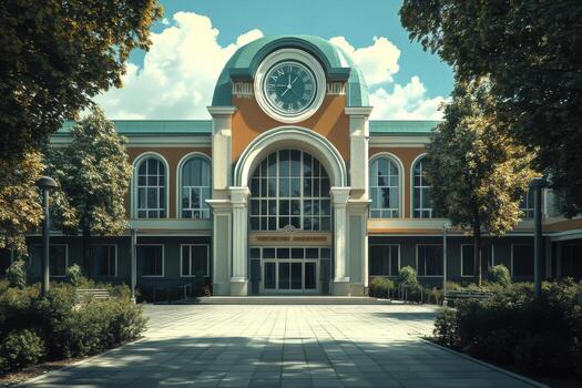 A large building with a clock on the front photo