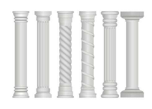Various architectural column designs vector