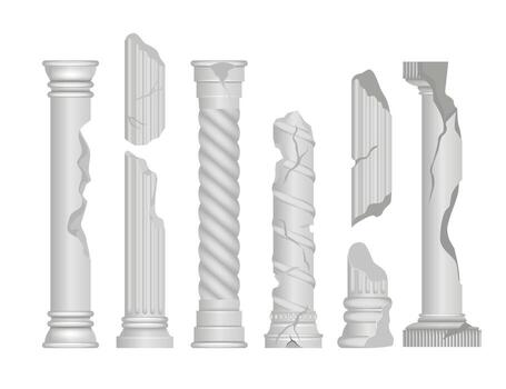 Broken architectural columns illustration vector