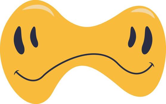 Retro Melting Smiling Face with Cartoon Design. vector