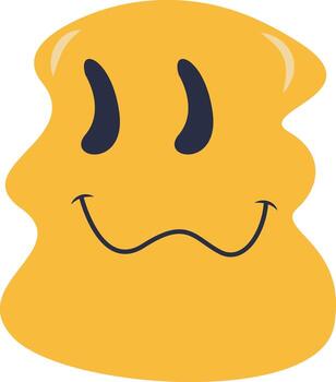 Retro Melting Smiling Face. Isolated on White Background vector