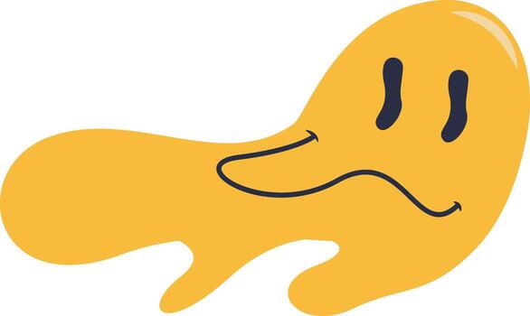 Retro Melting Smiling Face. Groovy Character vector