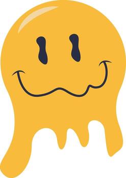 Retro Melting Smiling Face. Flat Character vector