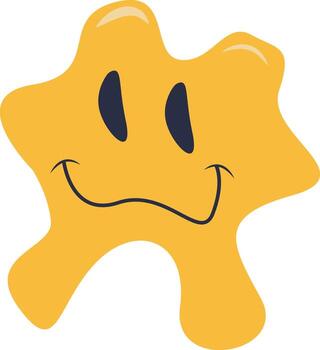 Retro Melting Smiling Face on White Background. vector