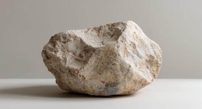 Single Stone, Showing Texture and Form, Set Against a Simple Background. photo
