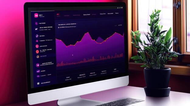 Data Analytics Dashboard Displayed on a Modern Desktop Computer photo