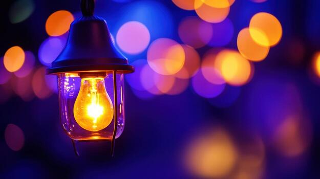 A light bulb is hanging from a string photo