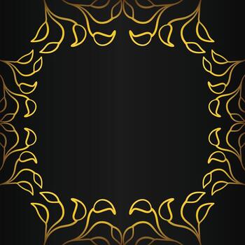 Classy Gold Leaf Frame on Black Background vector