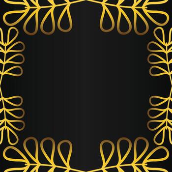 Fancy Gold Botanical Frame on Black Background vector