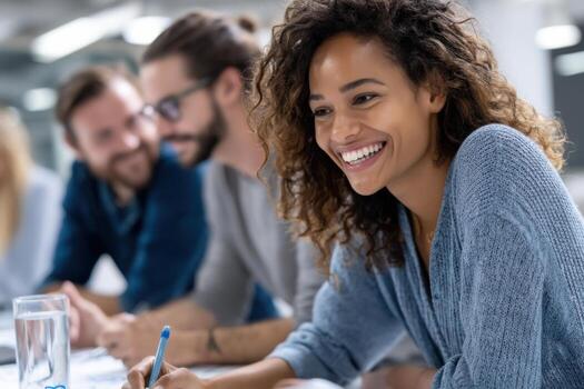 Educators collaborate on innovative teaching strategies in a dynamic and inclusive workspace photo