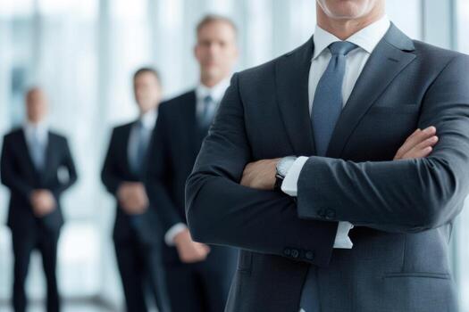 Diverse professionals collaborating in a modern office setting to analyze data and strategies photo