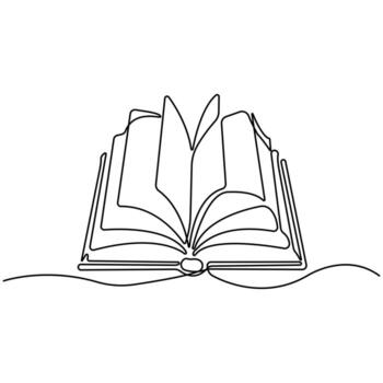 Minimal One Line Drawing of Open Book, Abstract Line Art Style for Education, Reading, Knowledge, Learning, and Literature Concepts. vector