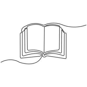 simple Minimal One Line Drawing of Open Book, Abstract Line Art Style for Education, Reading, Knowledge, Learning, and Literature Concepts. vector