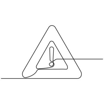 Continuous Line Drawing of Exclamation Mark Inside triangle Shape Symbolizing Warning, Caution, Alert, or Notification for Important Sign or Message Concept vector