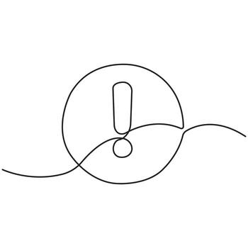 Continuous Line Drawing of Exclamation Mark Inside circle Symbolizing Warning, Caution, Alert, or Notification for Important Sign or Message Concept vector