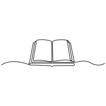 Minimal One Line Drawing of Open Book, Abstract Line Art Style for Education, Reading concept. vector