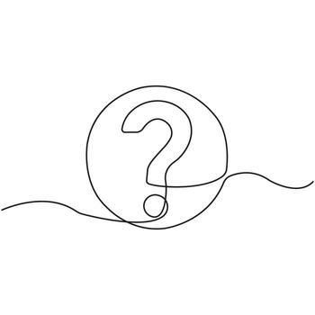 Minimalist One Line Question Mark in circle Illustration, Abstract Line Art Design, Sid Curiosity on Whitemple Concept of Uncertainty an Background. vector