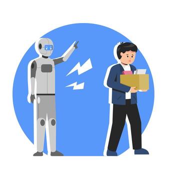 robot and human in interaction vector