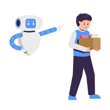 Robot scolding person with box vector