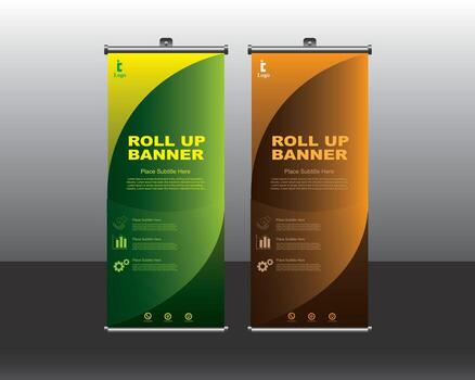 Roll up banner stand design template Nature Design vector