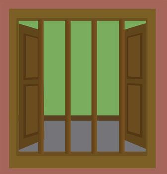 Barred window slightly open vector