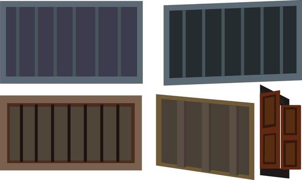 Four window illustrations in varied styles vector