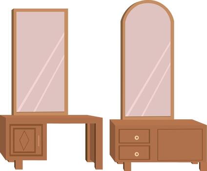 Vanity tables with mirrors .Dressing table set vector