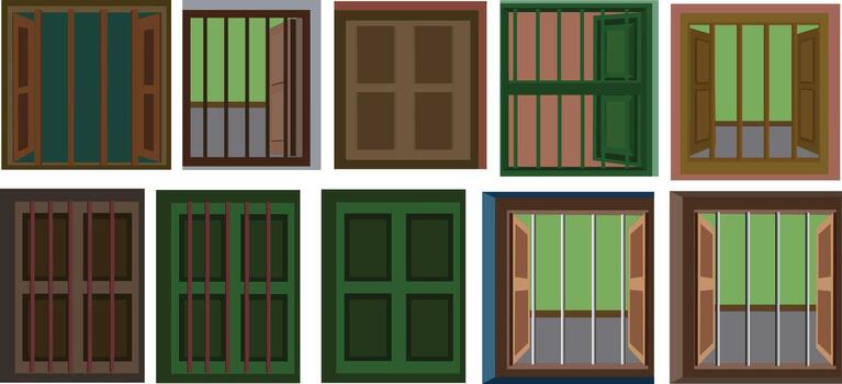 Window design collection with diverse styles vector