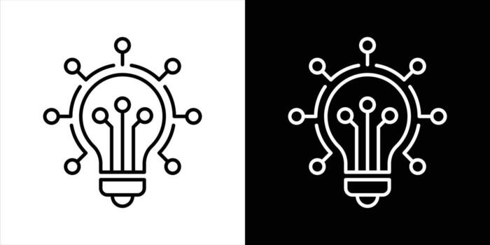 innovative lightbulb circuit icon set. containing bright idea and advanced technology for the future of artificial intelligence thin line icon vector