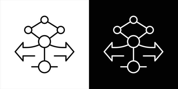pathway of intelligence icon set. containing decision making and directional flow in dynamic AI system, icon thin line style symbol sign vector