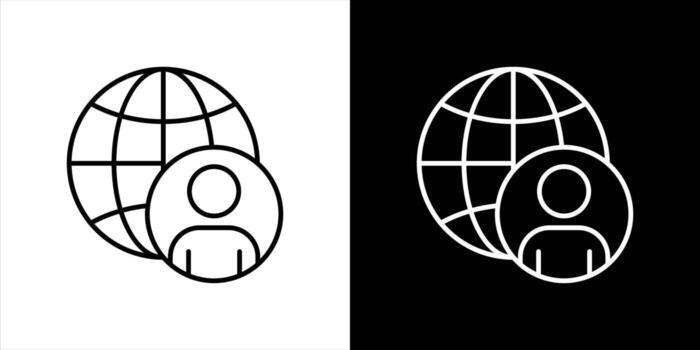 global identity icon. uniting connectivity, worldwide representation thin line icon symbol sign for your app and web vector