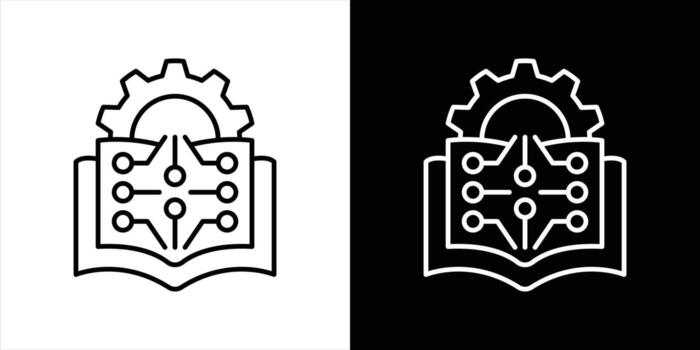 motorizado mente icono colocar. conteniendo fusión de conocimiento, tecnología, y inteligencia mediante aprendizaje sistema Delgado línea estilo icono símbolo firmar vector