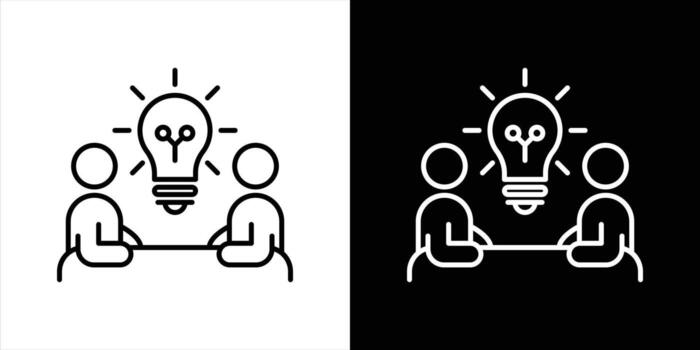 collaborative symbolizing brainstorming icon. containing innovation, problem solving in creative teamwork thin line icon symbol sign vector