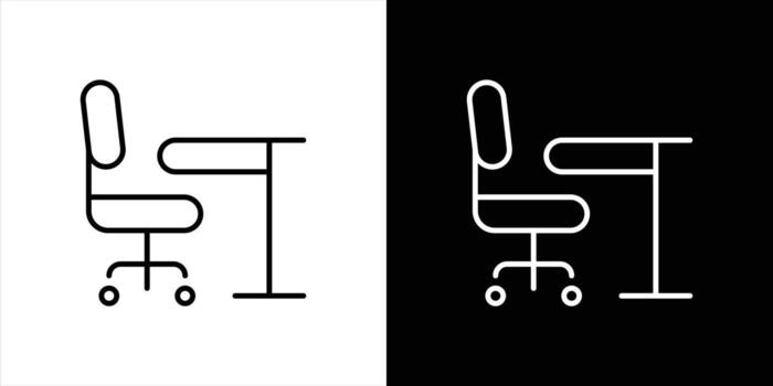 workspace icon. containing office chair and desk icon design for modern and minimalist environments, icon thin line symbol sign for your app and web vector