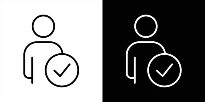 user check mark icon. verified person, approved profile, reliable selection thin line icon symbol sign for your app and web vector