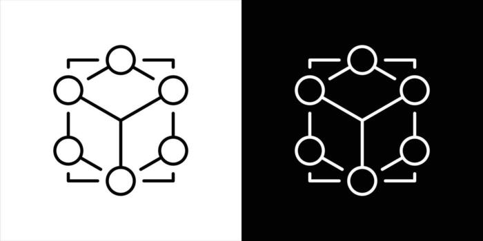 core of connection icon set. containing decentralized intelligence and network system in iconic form thin line style icon symbol sign for your app and web vector