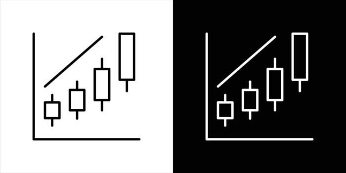 elevating market insight icon. candlestick chart for financial analytics, stock trading, data trend thin line icon symbol sign for your app and web vector